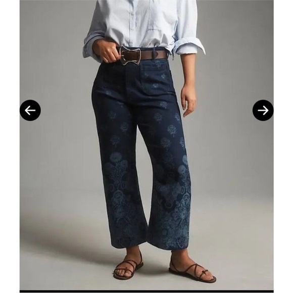 The Colette Cropped Wide-Leg Jeans by Maeve Floral Paisley Size 29